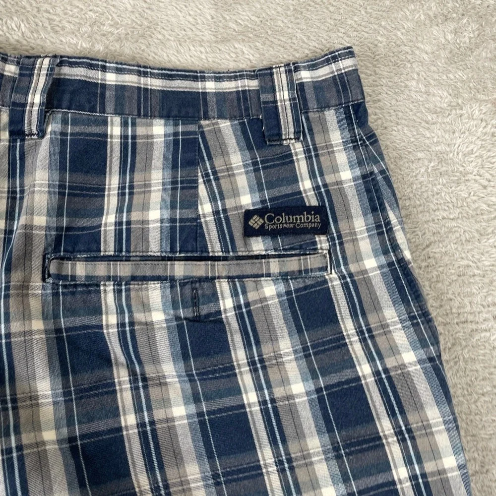 Columbia‎ Plaid Shorts Mens 32 Blue Cotton Outdoor Hiking Casual Gorpcore